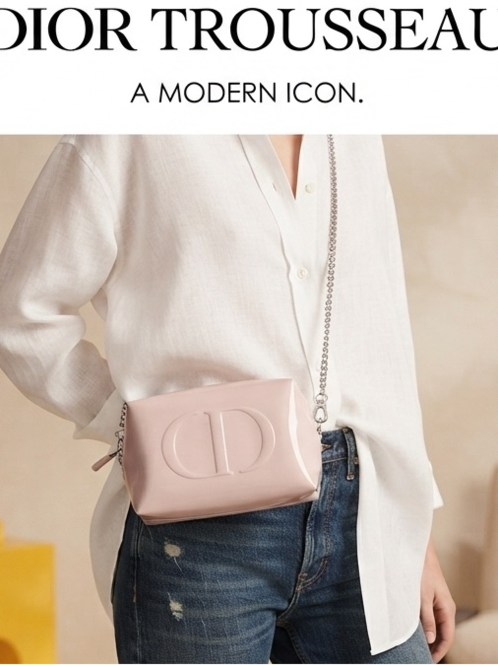 Dior Pink Patent Cosmetic Crossbody Bag with Regal Chain Strap